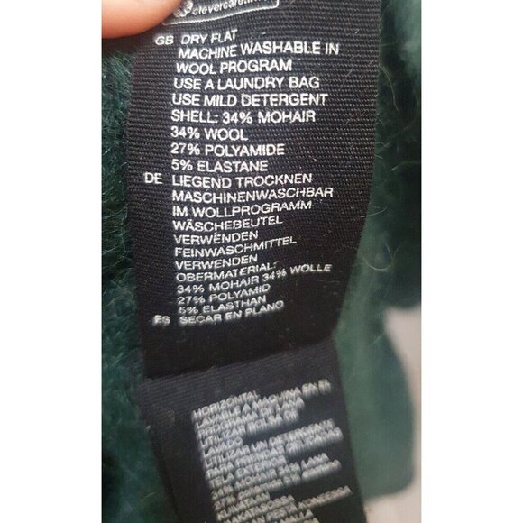 & Other Stories Sweater Mohair /Wool,Dark green Mock Neck, flared sleeve at hem - Picture 7 of 12